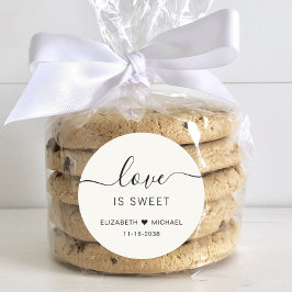 Trouwgunst Love Is Sweet Crème Ronde Sticker