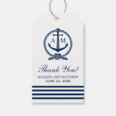 Trouwgunst met maritiem anker en monogram cadeaulabel (Voorkant)