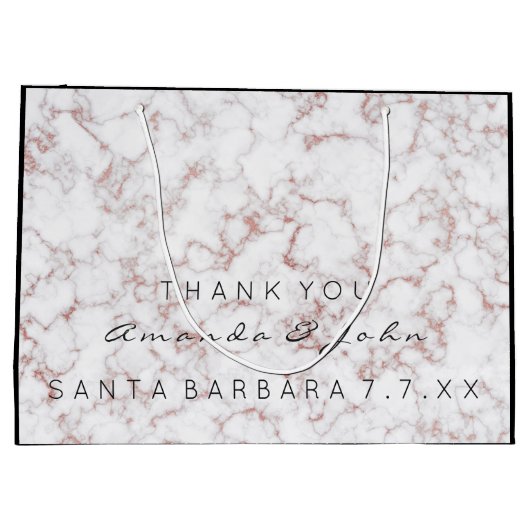 Trouwgunst Naam Bedankt Marmer Wit Roze Groot Cadeauzakje (Achterkant)