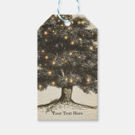 Trouwgunst Oud Landelijk Boom & Lichten Cadeaulabel