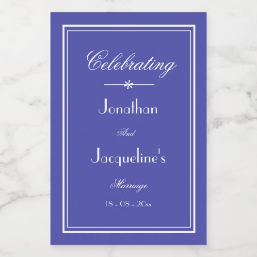 Trouwgunst Script Mooie Blauwe Mini bruiloft Wijn Etiket (Enkel label)