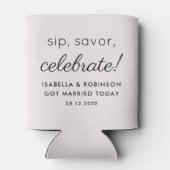 Trouwgunst Sip Savor Vieren Uit Wit Grappig Blikjeskoeler (Achterkant)