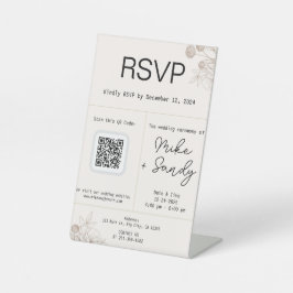 Trouwgunst Tafelteken, QR-code RSVP-teken Reclamebord Met Voetstuk