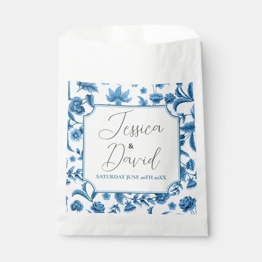 Trouwgunst Tassen Chintz Blauw & Wit Bloemen Bedankzakje (Voorkant)