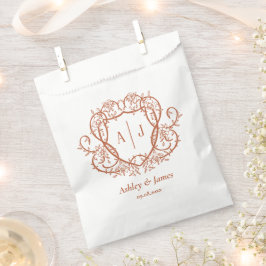 Trouwgunst Zakje Rambling Rose Terracotta Monogram