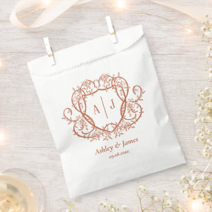Trouwgunst Zakje Rambling Rose Terracotta Monogram