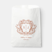 Trouwgunst Zakje Rambling Rose Terracotta Monogram (Voorkant)