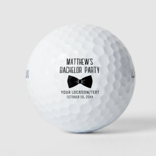 Trouwgunst zwarte strik vrijgezellenfeest golfballen
