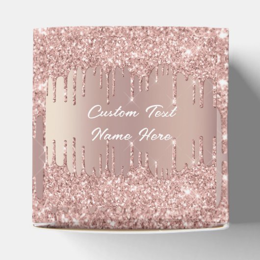 Trouwgunstdoos Roze Goud met Aangepaste Tekst Naam Bedankdoosjes (Bovenkant)