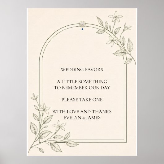 Trouwgunsten bord Olive Botanical in groot lettert Poster (Voorkant)