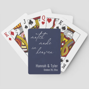 Trouwgunsten in Navyblauw 'Match Made in Heaven' Pokerkaarten