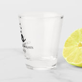 Trouwgunsten met monogram in het zwart shot glas (Rechts)
