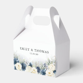 Trouwgunstendoos Navy Blue en Witte Rozen Bedankdoosjes