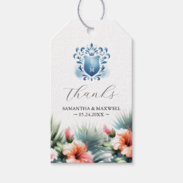 Trouwgunstlabels Watercolor Bloemen Cadeaulabel