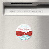 Trouwgunstmagnet Aqua, Wit en Rood Magneet (Insitu (Vaatwasser))