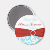 Trouwgunstmagnet in Aqua, Wit en Rood Magneet (Voorkant / Achterkant)