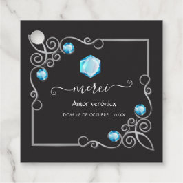 Trouwgunsttags met diamant bedankjes labels
