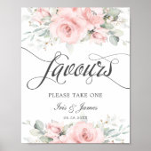 Trouwgunsttekens met zachte blozende bloemen en gr poster (Voorkant)