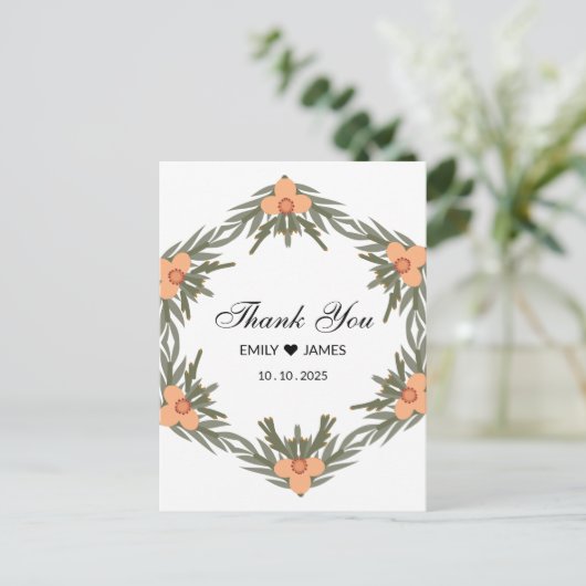 Trouwgunstzak - aangepaste naam en datum voor kaar briefkaart (Staand voorkant)