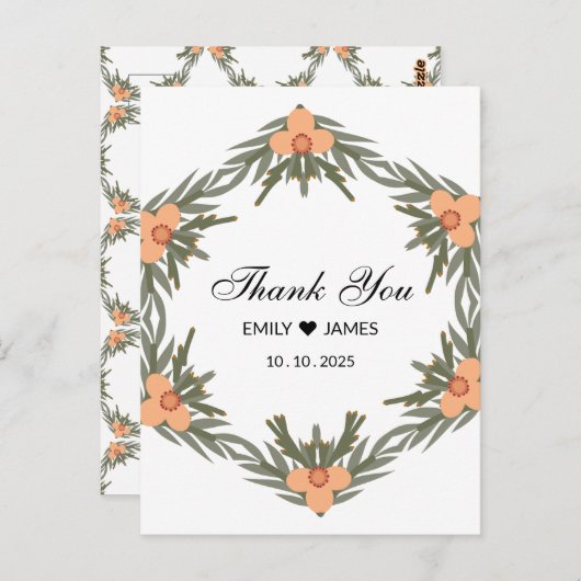 Trouwgunstzak - aangepaste naam en datum voor kaar briefkaart (Voorkant / Achterkant)