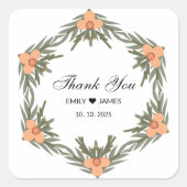 Trouwgunstzak - aangepaste naam en datum voor kaar vierkante sticker (Voorkant)