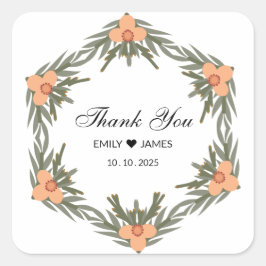 Trouwgunstzak - aangepaste naam en datum voor kaar vierkante sticker