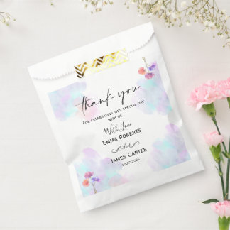 Trouwgunstzakjes met roze en blauwe waterverf bedankzakje