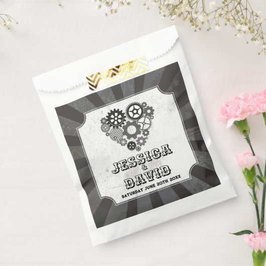 Trouwgunstzakjes Steampunk Trouw Harten Tandwielen Bedankzakje (Gezegeld)