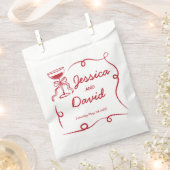 Trouwgunstzakken grillige hand getekend rood bedankzakje (Geknipt)