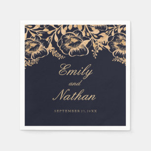 Trouwhalssluiting met vintage gouden bloemenprint servetten