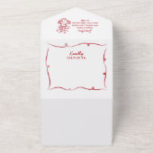 Trouwhand getekend grillige rode uitnodiging & RSV (Buitenkant)