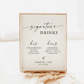 Trouwhandtekening Drink Teken | Modern barteken Poster