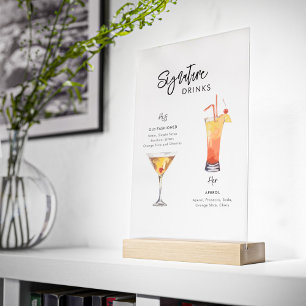 Trouwhandtekening Drink van hem en van haar Acryl Bord