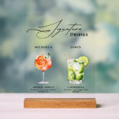 Trouwhandtekening Drinken 50+ Waterverf Cocktails Acryl Bord (Neutraal)