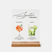 Trouwhandtekening Drinken 50+ Waterverf Cocktails Acryl Bord (Voorkant)