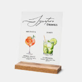 Trouwhandtekening Drinken 50+ Waterverf Cocktails Acryl Bord (Hoek)