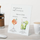 Trouwhandtekening Drinken 50+ Waterverf Cocktails Reclamebord Met Voetstuk (Insitu)