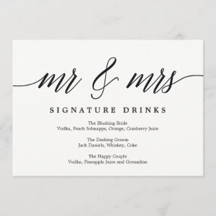 Trouwhandtekening Drinken Teken - Modern Script Kaart