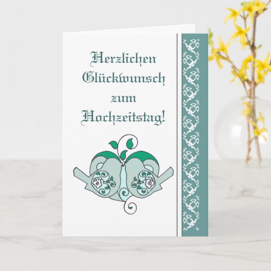 Trouwhartelijk gefeliciteerd Bloemhart Vogel Duits Kaart (Gele Bloem)