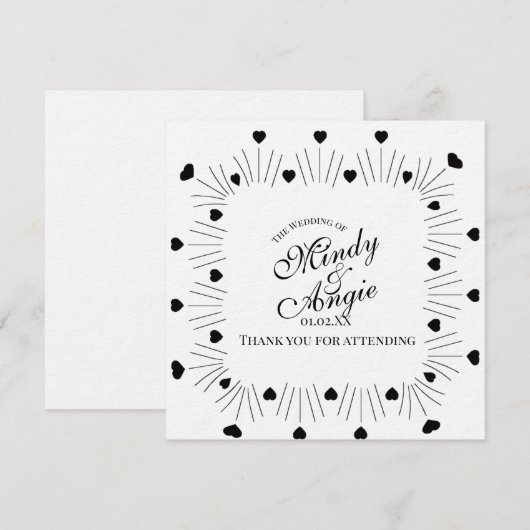 Trouwhartjes Frame Script Bruiloft Kaart (Voorkant / Achterkant)