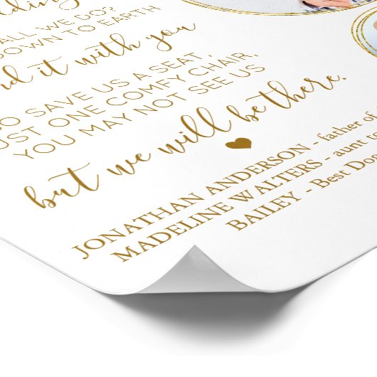 Trouwherdenking Goud 3 Foto Ter liefdevolle herinn Poster (Hoek)