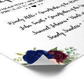 Trouwherdenking navy blauw burgundy bruiloft poster (Hoek)