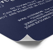 Trouwherdenking Navyblauw Ter liefdevolle herinner Poster (Hoek)