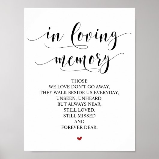 Trouwherdenkingstafel bord 'In liefdevolle herinne Poster (Voorkant)