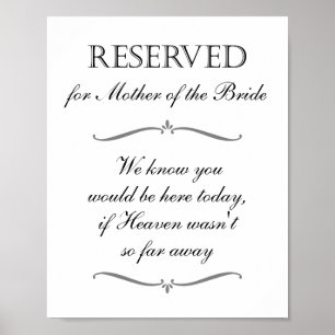 Trouwherdenkingstoel voor de moeder van de bruid i poster