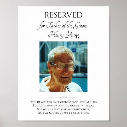 Trouwherdenkingstoel voor vader van de bruidegom f poster (Voorkant)