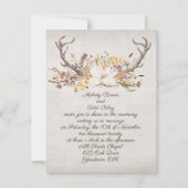 trouwherfstbouquet en hertengeweien kaart (Voorkant)