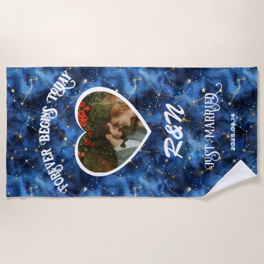 Trouwherinnering Aangepaste fototekst Strandlaken (Voorkant)