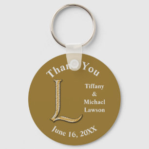 Trouwherinnering Gouden Zilveren Letter L Monogram Sleutelhanger