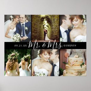 Trouwherinnering Mijnheer en Mevrouw 6 foto collag Poster